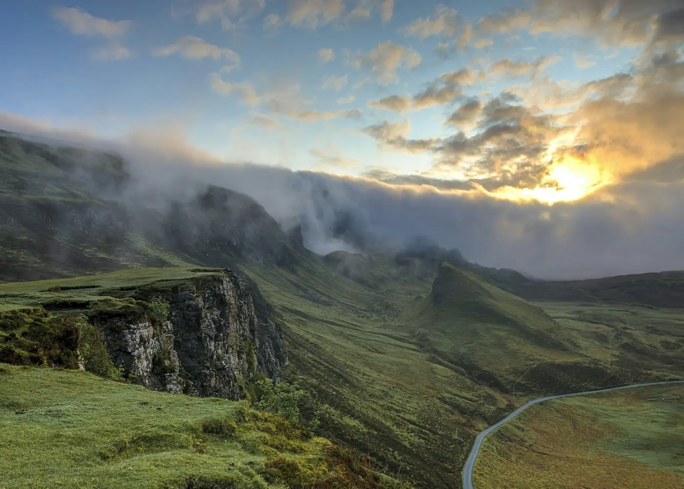 Mist over mountain ridges
